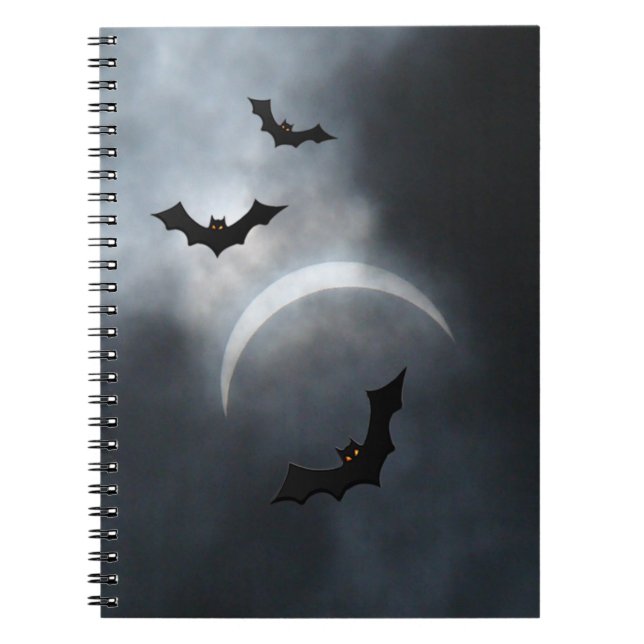 Spooky Halloween Bats In Eclipse Notebook (Front)