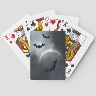 Spooky Halloween Bats In Eclipse Playing Cards