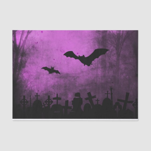 Spooky Halloween Bats in the Graveyard Tissue Paper (Front)