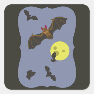 Spooky Halloween Bats Square Sticker