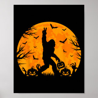 Spooky Halloween Bigfoot Pumpkin Funny Halloween S Poster