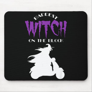 Spooky halloween biker - baddest witch on the mouse pad