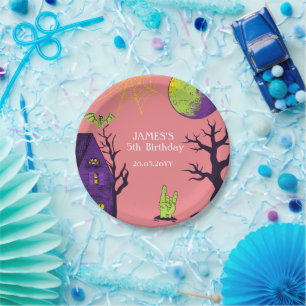 Spooky Halloween Birthday Party Paper Plate