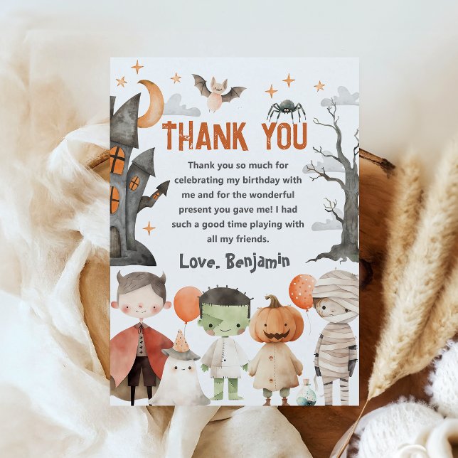 Spooky Halloween Birthday Party Thank You Card (Creator Uploaded)