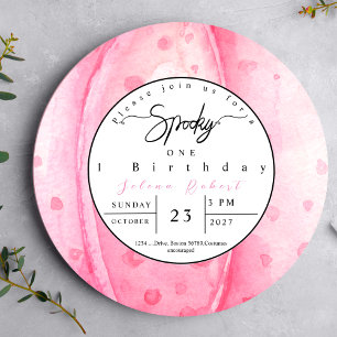 Spooky Halloween birthday record pink pumpkin Invitation