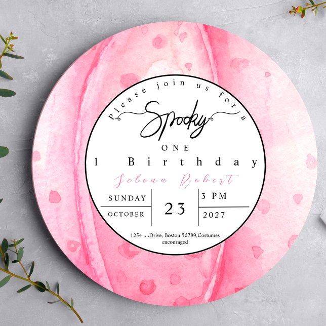 Spooky Halloween birthday record pink pumpkin Invitation (Creator Uploaded)
