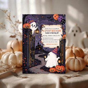 Spooky Halloween Birthday Vintage Ghost Invitation