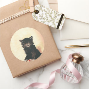 Spooky Halloween Black Cat Classic Round Sticker