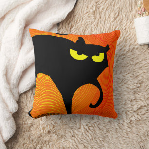 Spooky Halloween Black Cat  Cushion