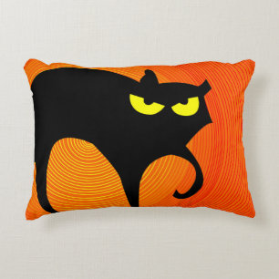 Spooky Halloween Black Cat  Decorative Cushion