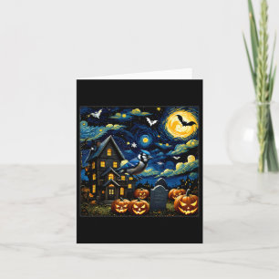 Spooky Halloween Blue Jay Starry Night Card