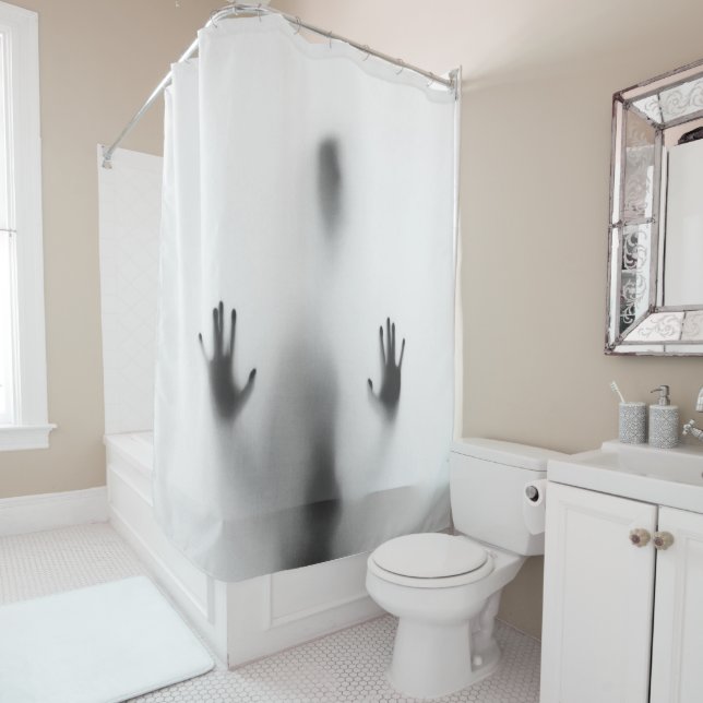 Spooky Halloween Body Shadow Shower Curtain (In Situ)