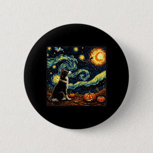 Spooky Halloween Border Collie Dog Starry Night 6 Cm Round Badge