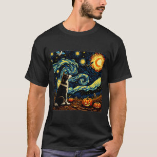 Spooky Halloween Border Collie Dog Starry Night T-Shirt