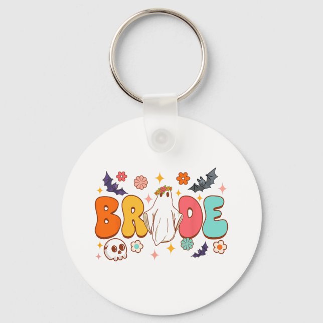 Spooky Halloween Bride To Be Bachelorette Party Ma Key Ring (Front)