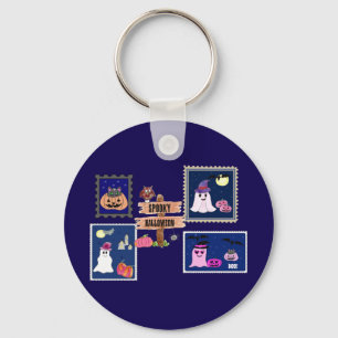 Spooky Halloween Briefmarken Cliipart Key Ring