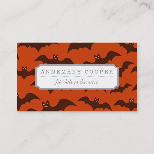 Spooky Halloween Brown Bats Pattern Business Card (Front)