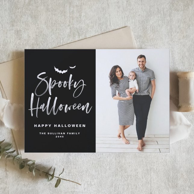 Spooky Halloween Brush Lettering | Halloween Photo Holiday Card (Creator Uploaded)