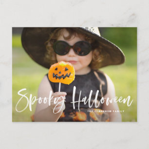 Spooky Halloween Brush Lettering Photo Halloween Postcard