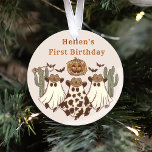 Spooky Halloween Cactus First Birthday Ceramic Ornament<br><div class="desc">Spooky Halloween Cactus First Birthday Ceramic Ornament</div>