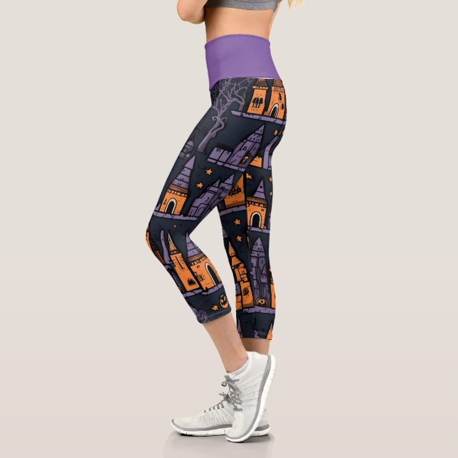 Spooky Halloween Capri Leggings (Left)