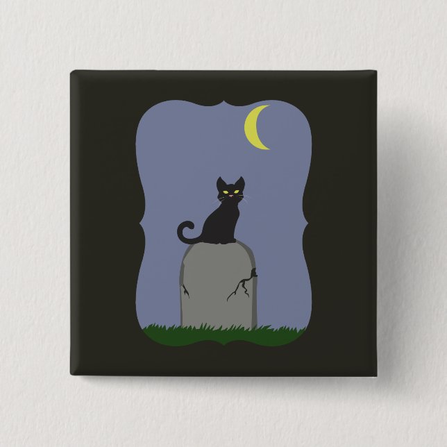 Spooky Halloween Cat 15 Cm Square Badge (Front)