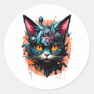Spooky Halloween Cat Classic Round Sticker