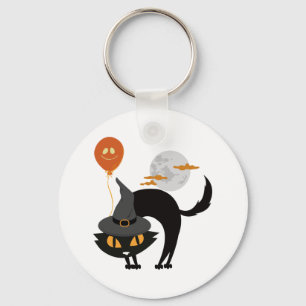 Spooky Halloween Cat Key Ring