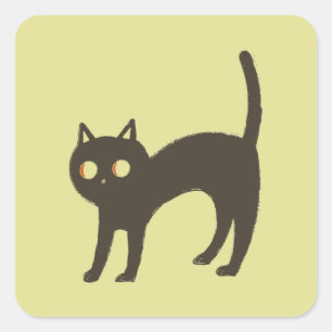 Spooky Halloween cat Square Sticker