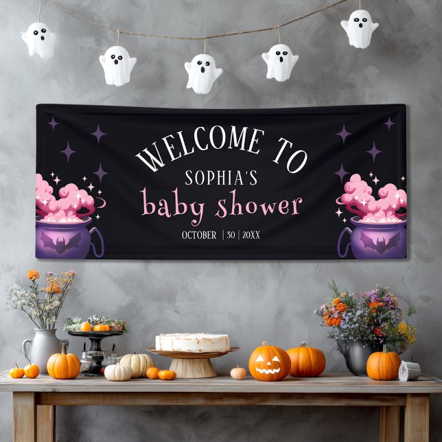Spooky Halloween Cauldron Baby Shower Welcome Banner (Creator Uploaded)