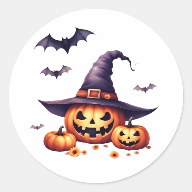 Spooky Halloween Classi Round Sticker (Front)