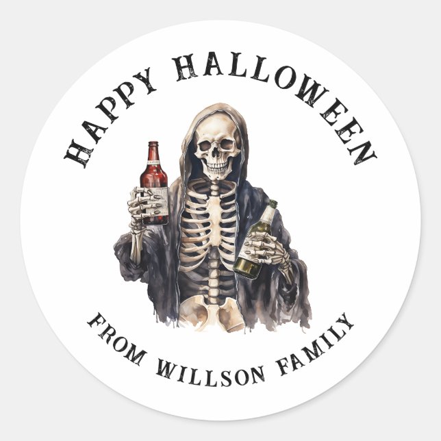 Spooky Halloween Classic Round Sticker (Front)