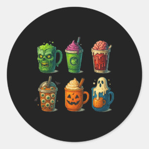 Spooky Halloween Coffee Drinks Cute Scary Mug Classic Round Sticker
