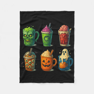 Spooky Halloween Coffee Drinks Cute Scary Mug  Fleece Blanket