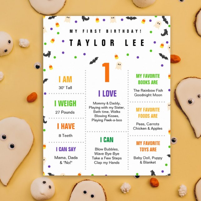 Spooky Halloween Confetti first birthday poster (Halloween theme milestone poster)