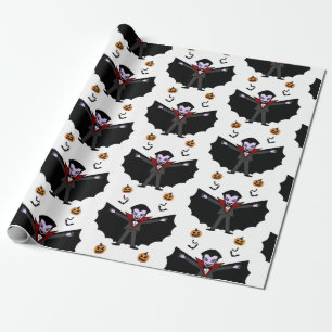 Spooky Halloween Costume Party Dracula Vampire Wrapping Paper