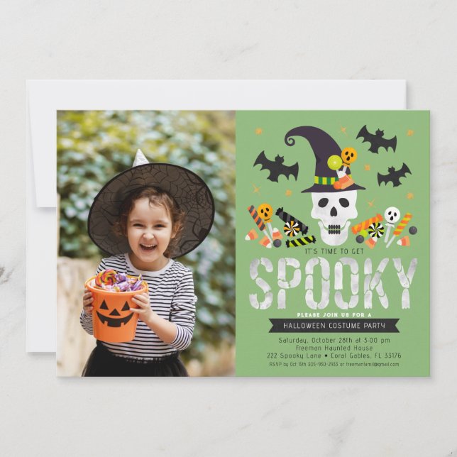 Spooky Halloween Costume Party Photo Invite (Front)