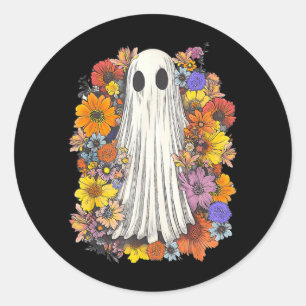 Spooky Halloween Costume Scary Floral Ghost Classic Round Sticker