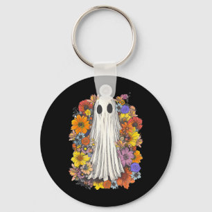 Spooky Halloween Costume Scary Floral Ghost Key Ring