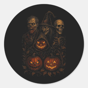 Spooky Halloween Creepy Pumpkin Scary Witch Zombie Classic Round Sticker