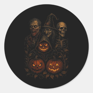 Spooky Halloween Creepy Pumpkin Scary Witch Zombie Classic Round Sticker