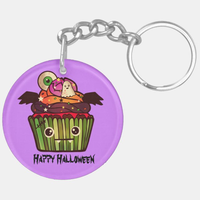 Spooky Halloween Cupcake Key Ring (Back Left)