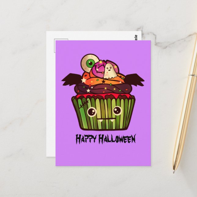 Spooky Halloween Cupcake   Postcard (Front/Back In Situ)