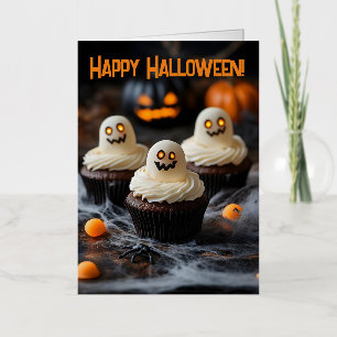 Spooky Halloween cupcakes Design Foil Greeting Card