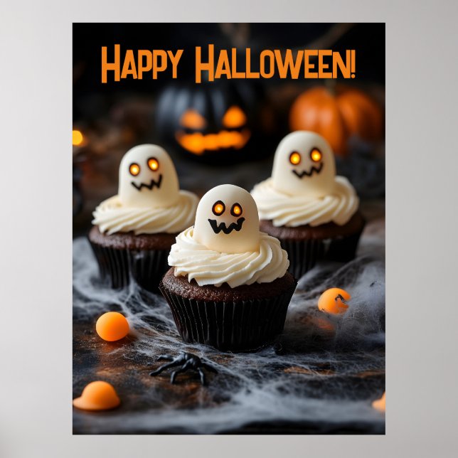 Spooky Halloween cupcakes Design Poster (Front)
