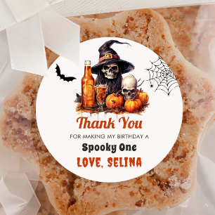 Spooky Halloween Cute Ghost Birthday Party Classic Round Sticker