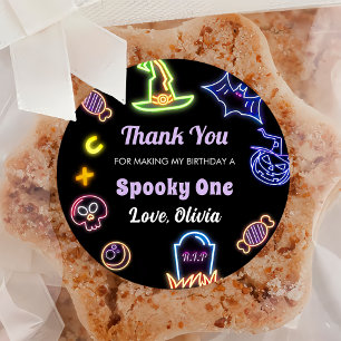 Spooky Halloween Cute Ghost Birthday Party Classic Round Sticker