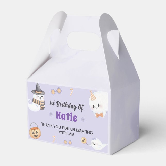 Spooky Halloween Cute Ghost Birthday Party  Favour Box (Front Side)