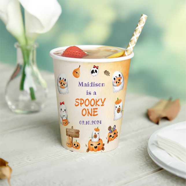 Spooky Halloween Cute Ghost Birthday Party  Paper Cups (Creator Uploaded)