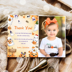 Spooky Halloween Cute Ghost Thank You Photo Invitation